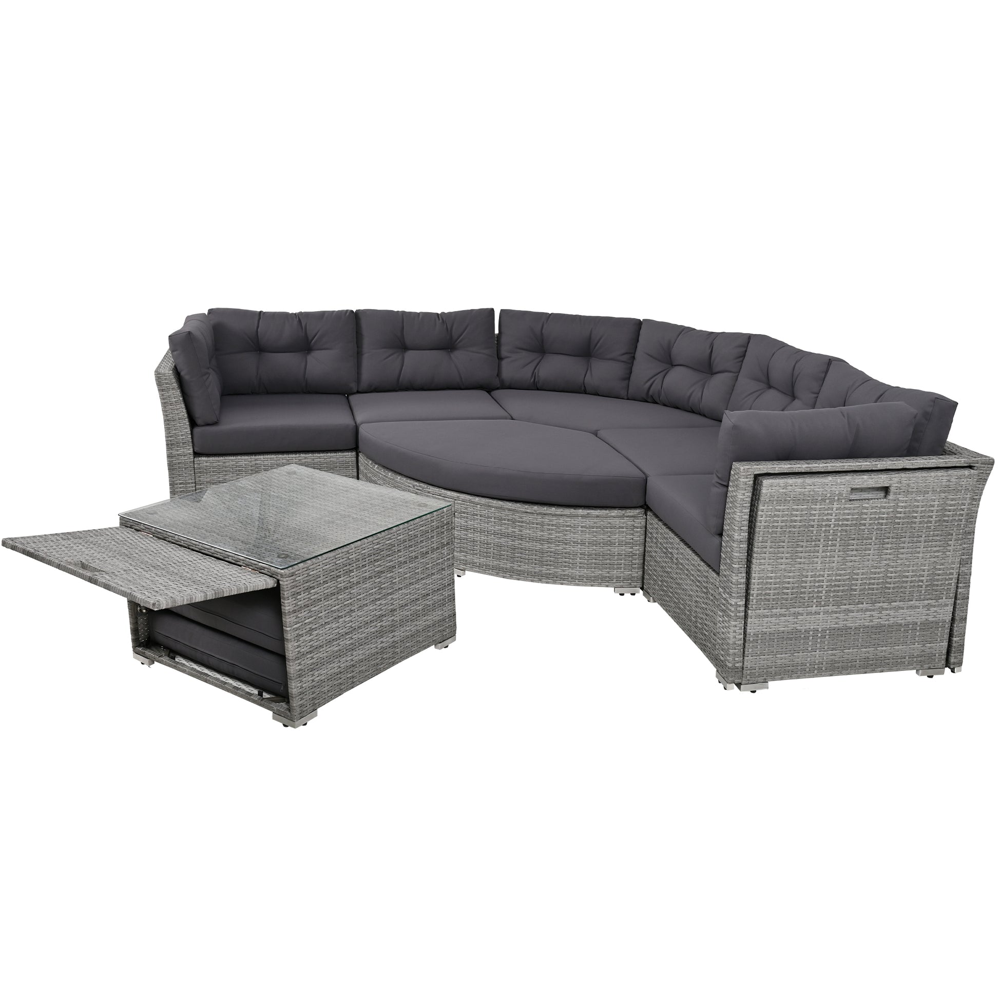 Patio Furniture Set Outdoor Furniture Daybed Rattan Sectional Furniture Set Patio Seating Group With Cushions And Center Table For Patio, Lawn, Backyard, Pool, Grey Yes Grey Water Resistant Frame Water Resistant Cushion Garden & Outdoor Sectional Seating