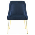 Dark Ink Blue And Gold Wingback Dining Chair Set Of 2 Solid Blue Dining Room Contemporary,Modern Side Chair Wing Back Foam Upholstered