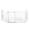6 Panel Metal Baby Playpen Fireplace Safety Fence W Walk Through Door In 2 Directions, 5 In 1 Extra Wide Barrier Gate For Indoor Baby Pet Christmas Tree, White White Metal