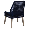 Dark Navy Back Side Chair Set Of 2 Blue Dining Room Wipe Clean Coastal Side Chair Mahogany Wood