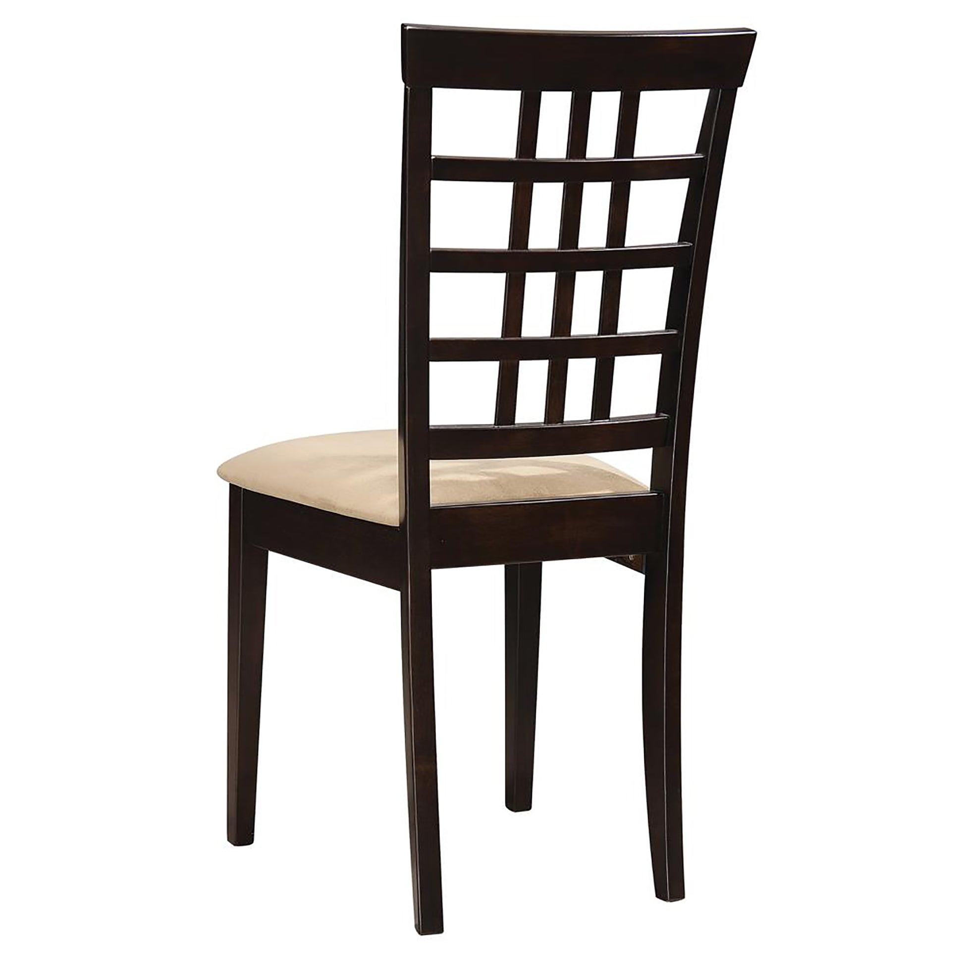 Cappuccino And Beige Lattice Back Side Chair Set Of 2 Brown Dining Room Transitional Side Chair Wood