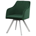 Green Channeled Sloped Arm Swivel Chair Green Dining Room Contemporary,Modern Arm Chair Solid Back Foam Upholstered