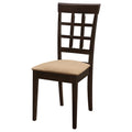 Cappuccino And Beige Lattice Back Dining Chair Set Of 2 Brown Dining Room Rectangular Transitional Side Chair Rubberwood Wood