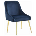 Dark Ink Blue And Gold Wingback Dining Chair Set Of 2 Solid Blue Dining Room Contemporary,Modern Side Chair Wing Back Foam Upholstered