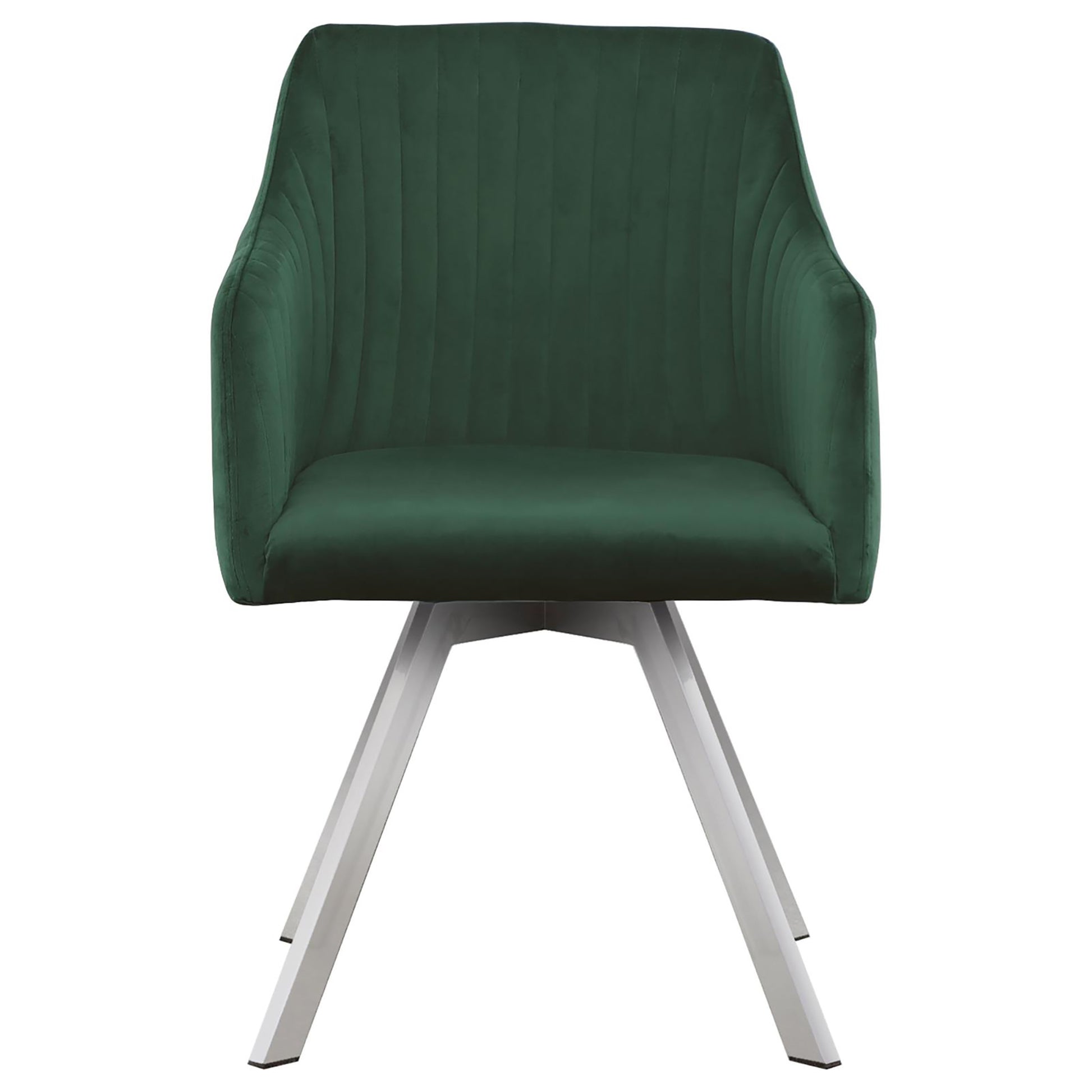 Green Channeled Sloped Arm Swivel Chair Green Dining Room Contemporary,Modern Arm Chair Solid Back Foam Upholstered