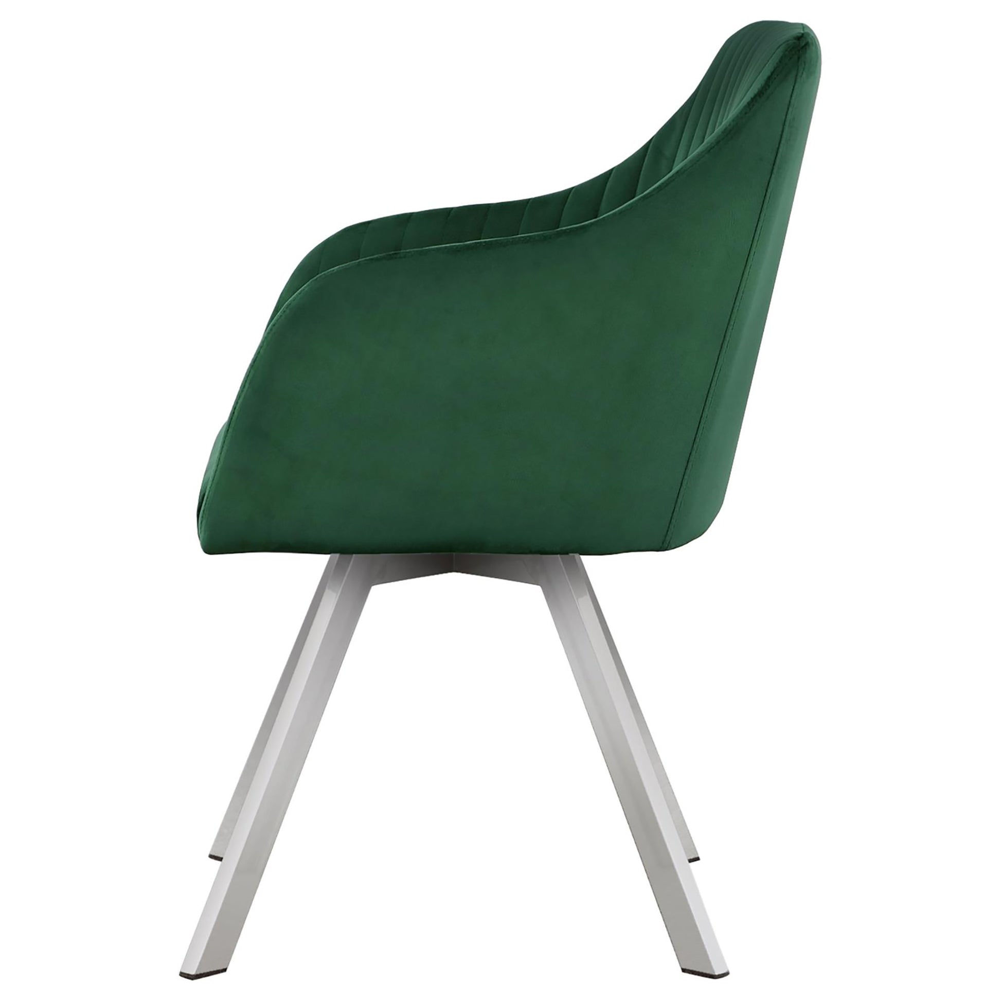 Green Channeled Sloped Arm Swivel Chair Green Dining Room Contemporary,Modern Arm Chair Solid Back Foam Upholstered