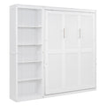 Full Size Murphy Bed Wall Bed With Shelves,White White Solid Wood Mdf