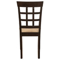 Cappuccino And Beige Lattice Back Dining Chair Set Of 2 Brown Dining Room Rectangular Transitional Side Chair Rubberwood Wood