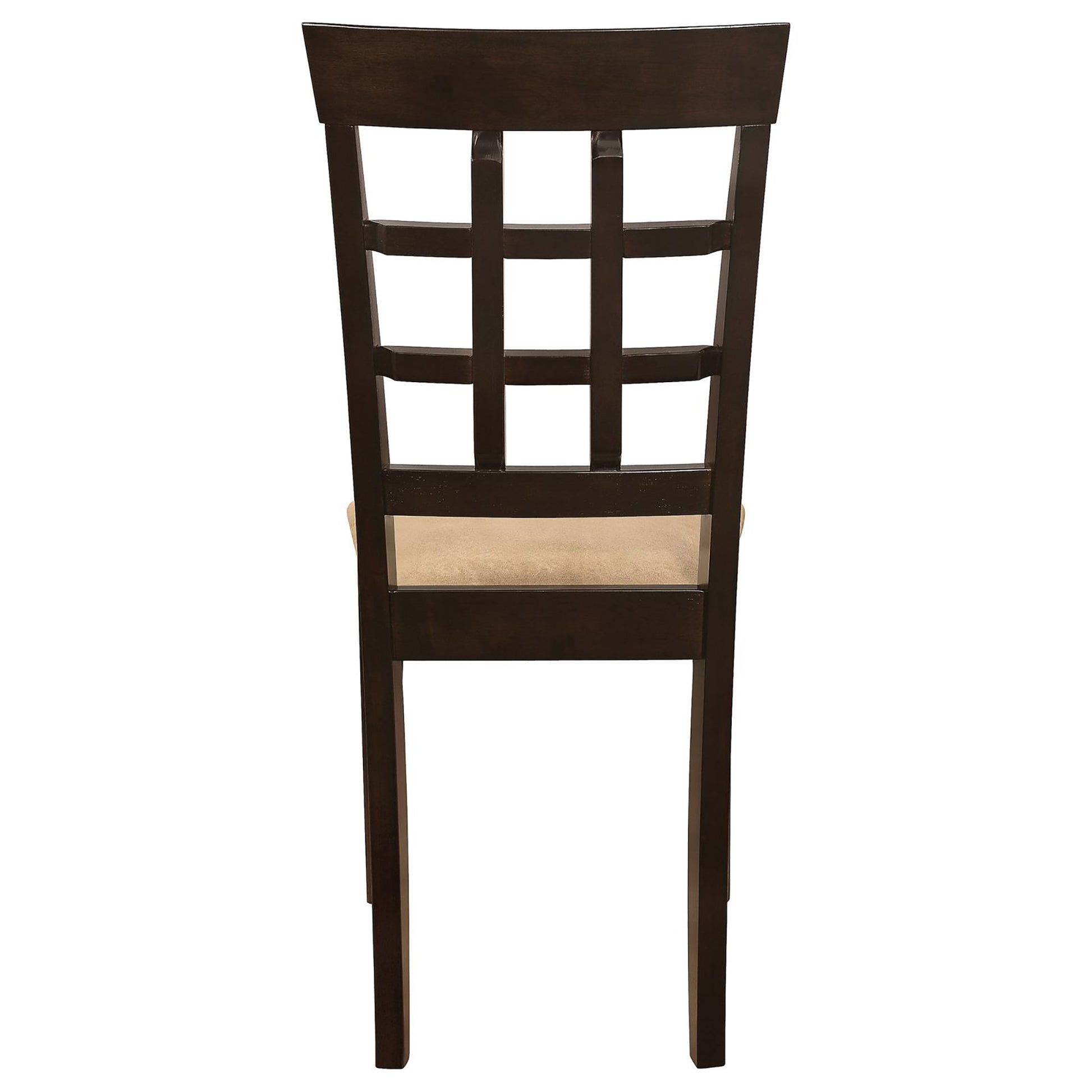 Cappuccino And Beige Lattice Back Dining Chair Set Of 2 Brown Dining Room Rectangular Transitional Side Chair Rubberwood Wood