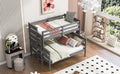 Wood Twin Over Full Bunk Bed With Ladder, Gray Twin Box Spring Not Required Gray Solid Wood Mdf