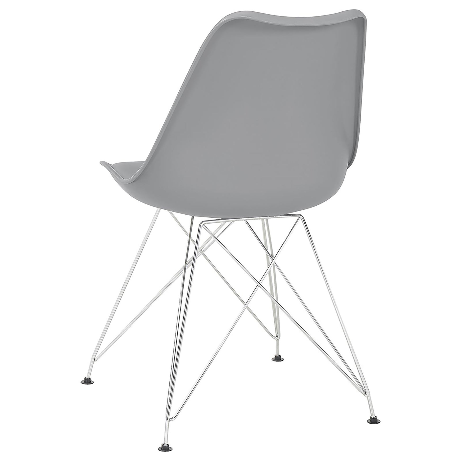 Grey And Chrome Padded Side Chair Set Of 2 Grey Dining Room Spot Clean Contemporary,Modern Side Chair Solid Back Plastic