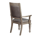 Metallic Platinum And Metallic Open Back Arm Chair Set Of 2 Silver Dining Room Glam Arm Chair Rubberwood Tufted Back Wood