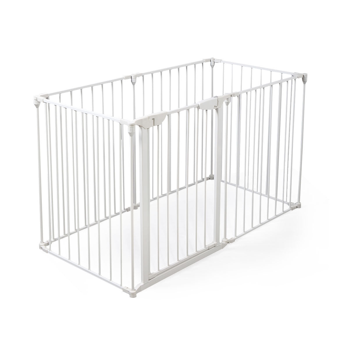 6 Panel Metal Baby Playpen Fireplace Safety Fence W Walk Through Door In 2 Directions, 5 In 1 Extra Wide Barrier Gate For Indoor Baby Pet Christmas Tree, White White Metal