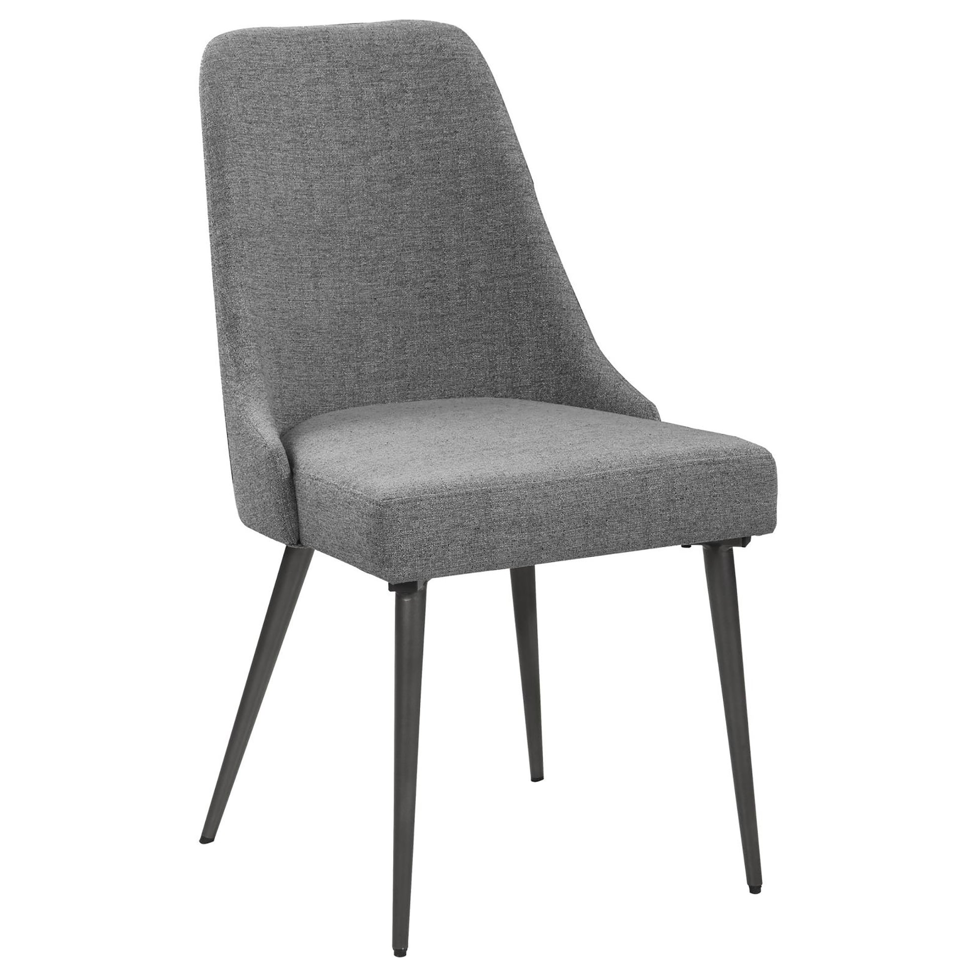 Grey And Gunmetal Side Chair Set Of 2 Solid Grey Dining Room Mid Century Modern Side Chair Solid Back Foam Upholstered