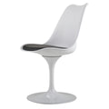 Swivel Tulip Side Chair For Kitchen And Dining Room Bar With Cushioned Seat And Curved Backrest, White And Black White Black Metal