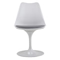 Swivel Tulip Side Chair For Kitchen And Dining Room Bar With Cushioned Seat And Curved Backrest, White And Gray White Gray Metal