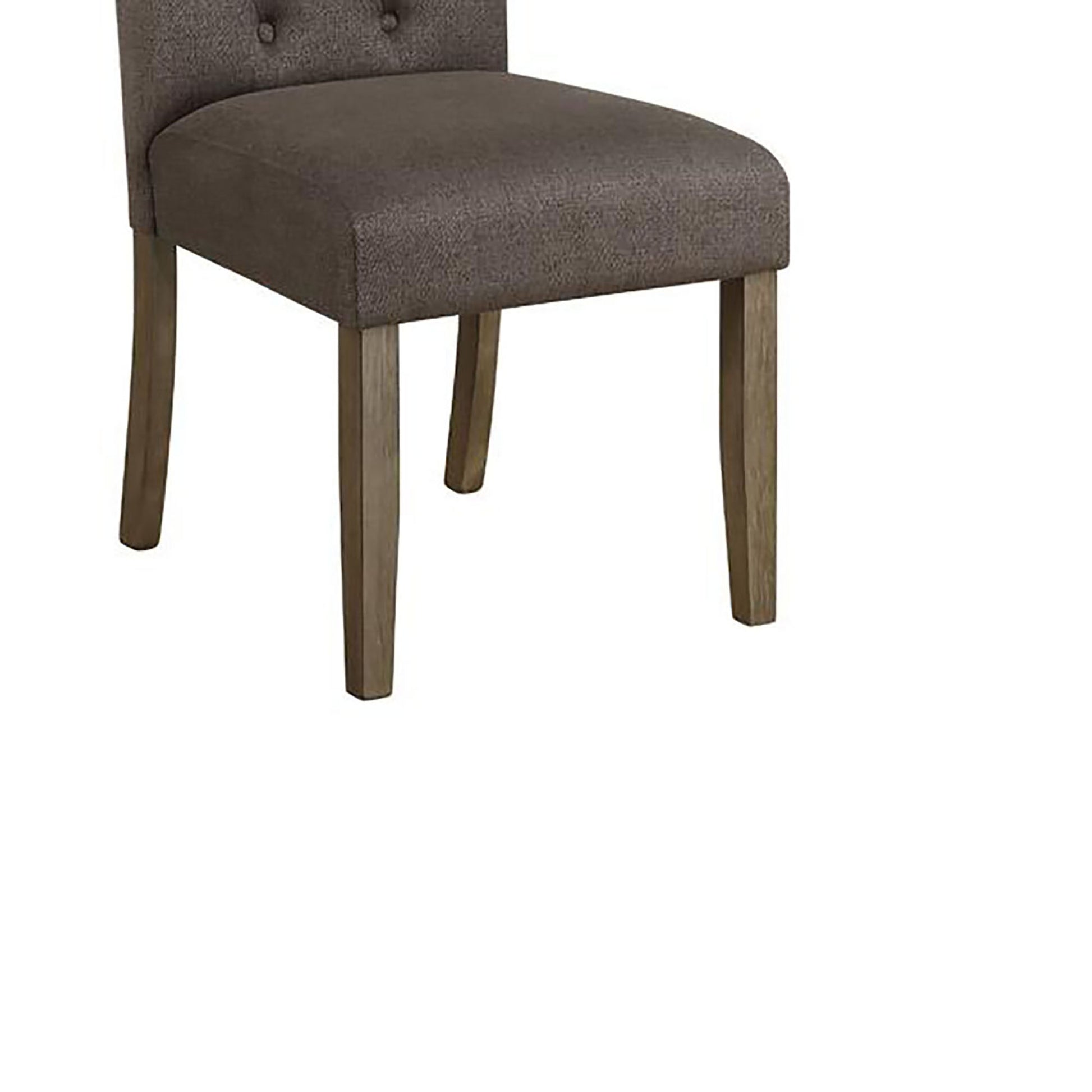 Rustic Brown And Grey Tufted Back Side Chair Set Of 2 Grey Brown Dining Room Mission Side Chair Rubberwood Tufted Back Foam Upholstered