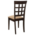 Cappuccino And Beige Lattice Back Dining Chair Set Of 2 Brown Dining Room Rectangular Transitional Side Chair Rubberwood Wood