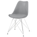 Grey And Chrome Padded Side Chair Set Of 2 Grey Dining Room Spot Clean Contemporary,Modern Side Chair Solid Back Plastic