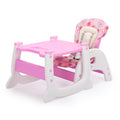 Multipurpose Adjustable Highchair For Baby Toddler Dinning Table With Feeding Tray And 5 Point Safety Buckle, Pink Pink Polypropylene