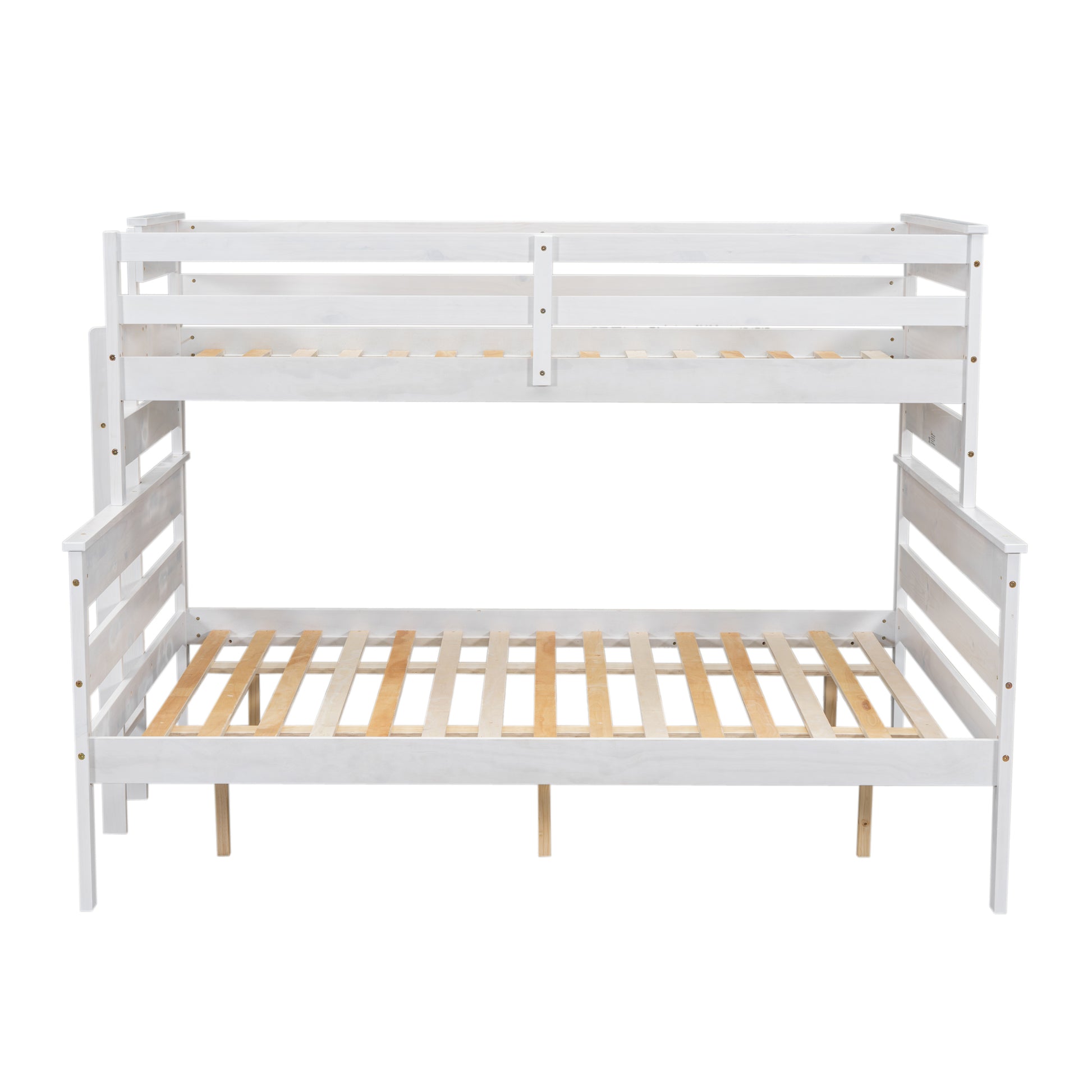 Wood Twin Xl Over Queen Bunk Bed With Ladder, White Box Spring Not Required White Wood Bedroom Bunk Solid Wood Mdf