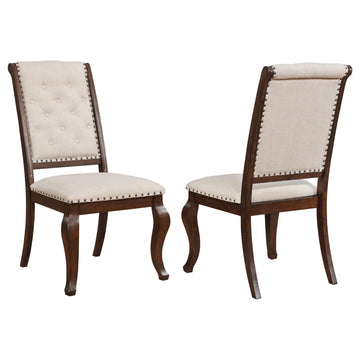 Cream And Antique Java Tufted Back Dining Chair Set Of 2 Ivory Dining Room Wipe Clean Transitional Side Chair Rubberwood Tufted Back Foam Upholstered