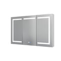 Lighted Medicine Cabinet 48 X30 Inch, Recessed Or Surface Led Medicine Cabinet,Defog,Stepless Dimming,3000K 6400K, Outlets & Usbs,The 3 Sided Mirrored Door. Silver Aluminium