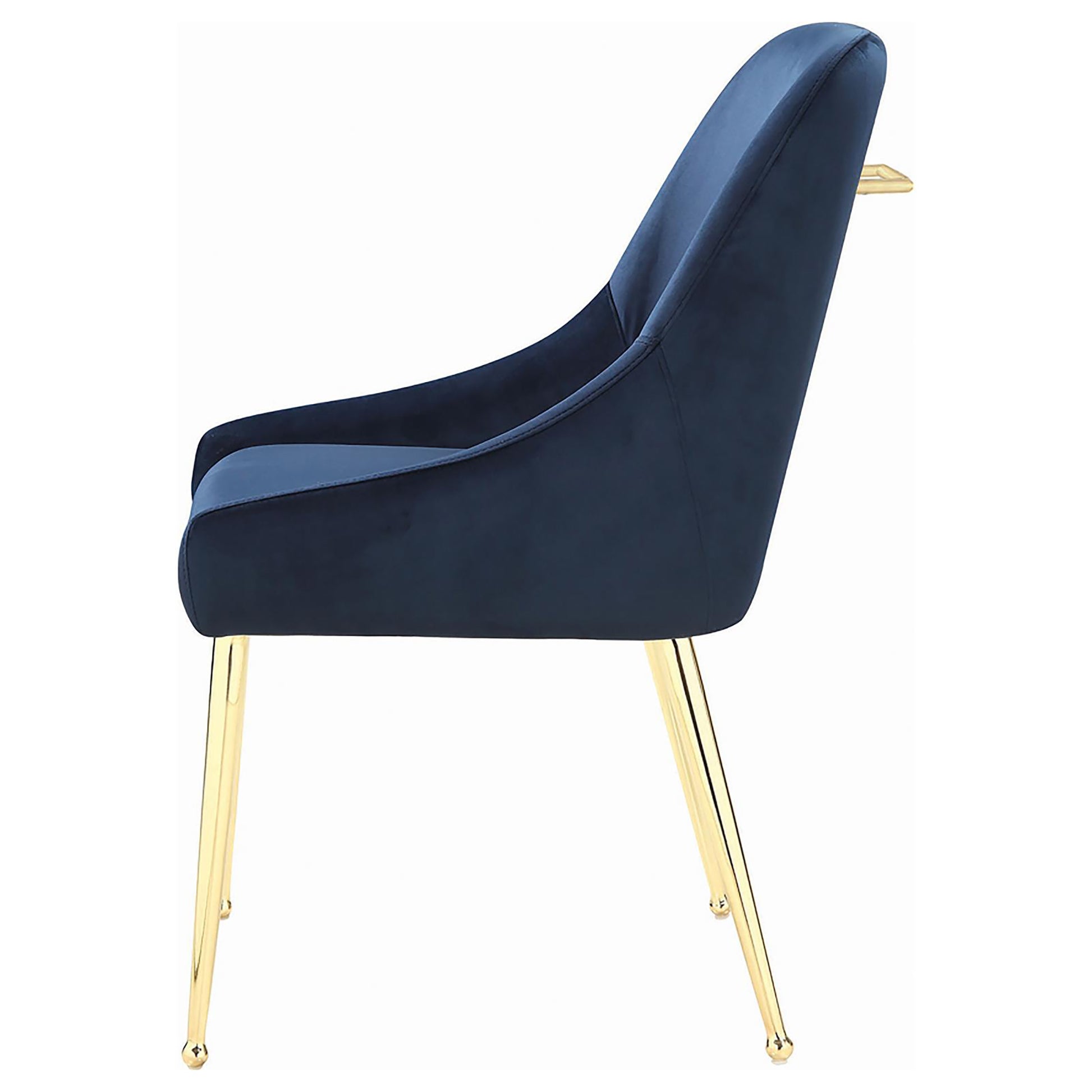 Dark Ink Blue And Gold Wingback Dining Chair Set Of 2 Solid Blue Dining Room Contemporary,Modern Side Chair Wing Back Foam Upholstered