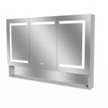 Lighted Medicine Cabinet 48 X 32 Inch, Recessed Or Surfaceclock, Room Temp Display,Defog,Night Light,Stepless Dimming,3000K 6400K, Outlets & Usbs,Double Sided Mirror.Silver External Storage Shelf. Silver Aluminium