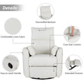 Upholstered Swivel Recliner Manual Rocker Recliner Chair Baby Nursery Chair With Two Removable Pillows For Living Room, Beige Beige Foam Linen