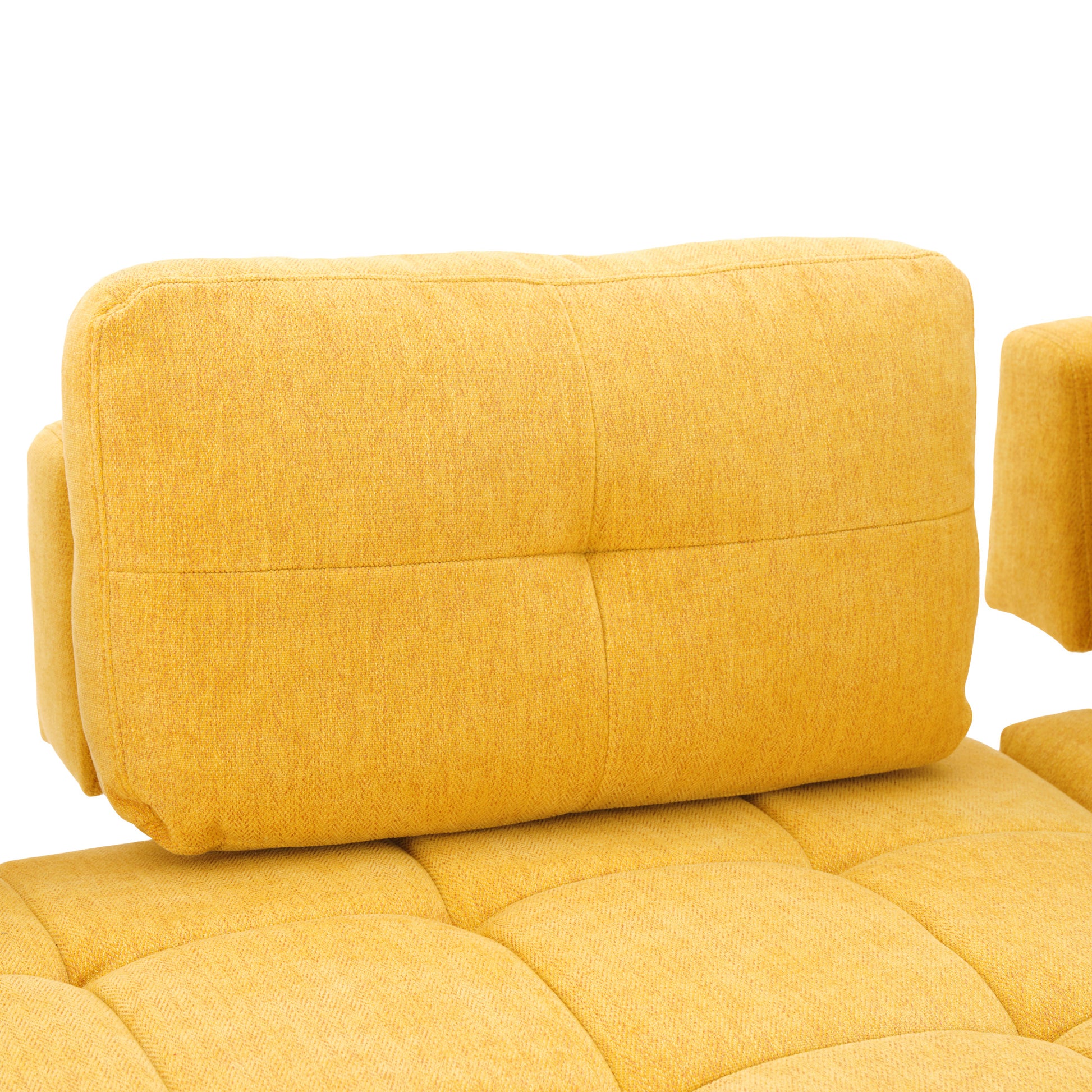 91.73" L Shaped Sofa Sectional Sofa Couch With 2 Stools And 2 Lumbar Pillows For Living Room, Yellow Yellow Chenille