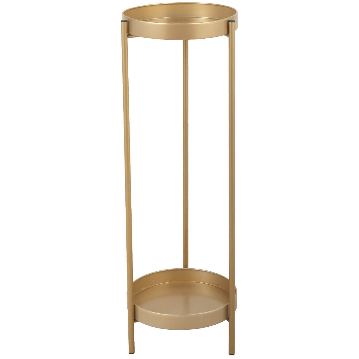 Modern Folding Metal 2 Tier Plant Stand Potted Plant Holder Shelf With 2 Round Trays Indoor Outdoor, Versatile, Golden Golden Metal