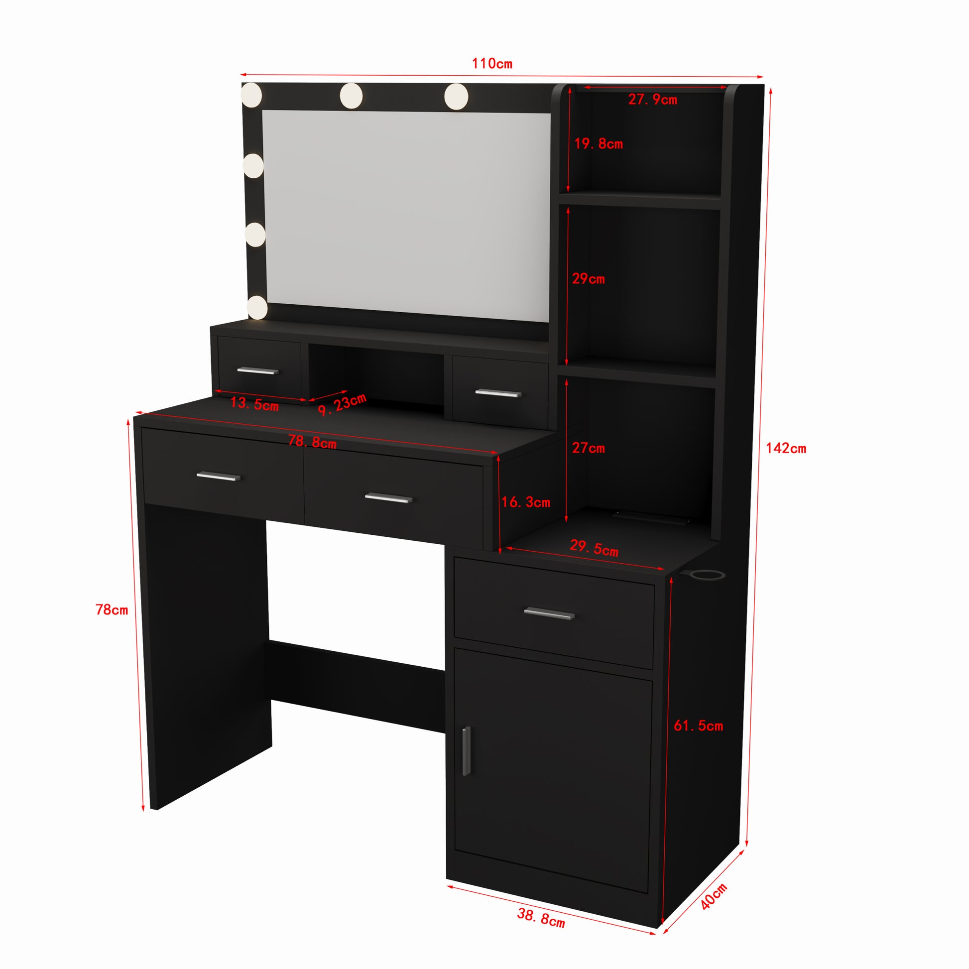 Newly Designed Smart Mirror Dressing Table With Drawers And Storage Cabinet, Dressing Table With Dressing Pad For Bedroom, Dressing Room Black Bedroom American Design,American Traditional,Classic,Coastal Mdf Glass