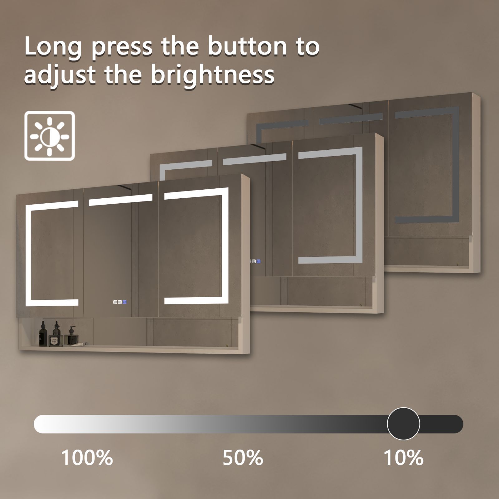 Lighted Medicine Cabinet 48 X 32 Inch, Recessed Or Surfaceclock, Room Temp Display,Defog,Night Light,Stepless Dimming,3000K 6400K, Outlets & Usbs,Double Sided Mirror.Silver External Storage Shelf. Silver Aluminium