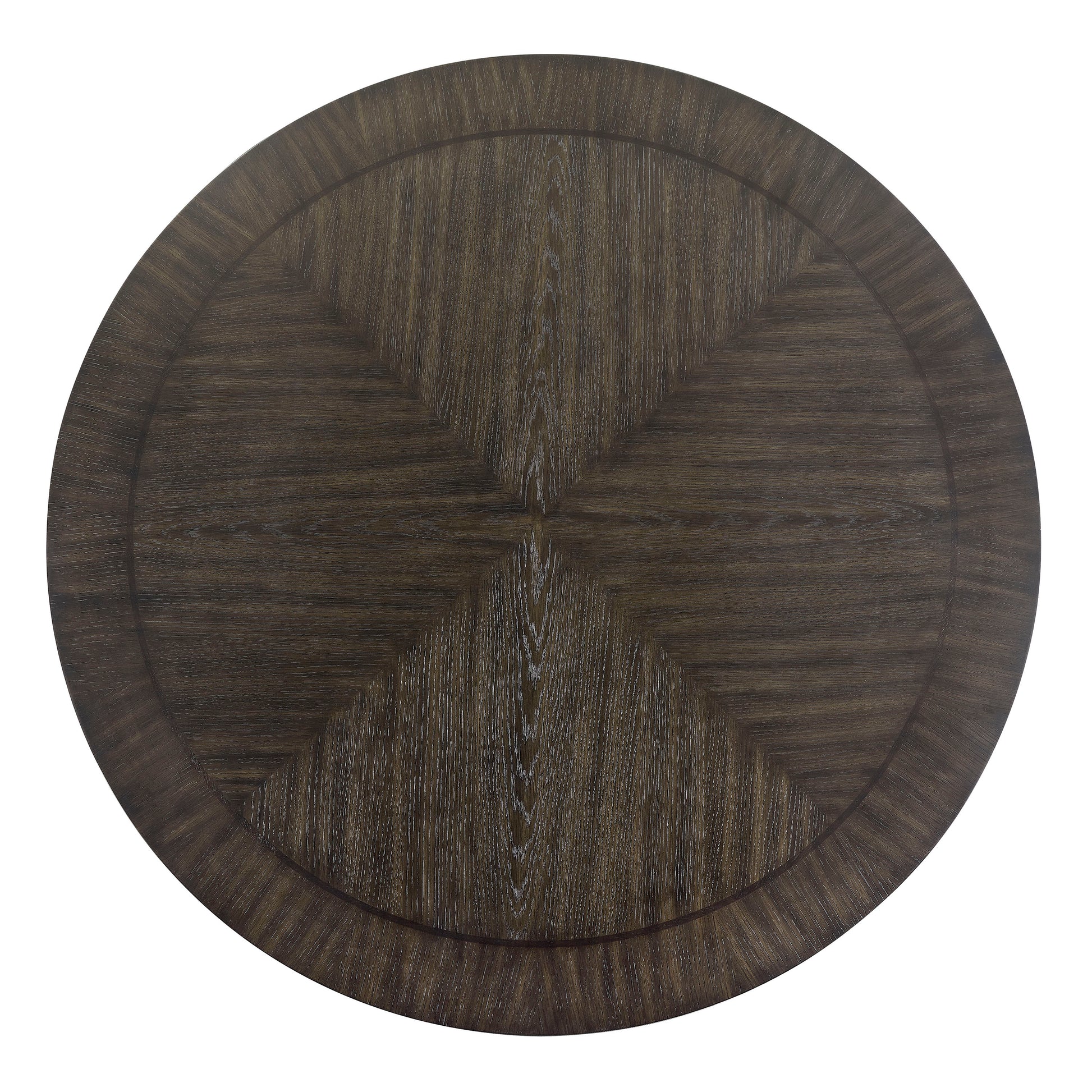 1Pc Transitional Round Table With Lazy Susan Dark Brown Finish Single Pedestal Wooden Dining Room Furniture Brown Seats 6 Dining Room Contemporary,Transitional Round Wood