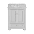 30'' Bathroom Vanity With Carrara Natural Marble Top And Backsplash, Bathroom Storage Cabinet With Doors And Drawers In Grey 1 Gray 2 Rust Resistant Bathroom Freestanding Traditional Mdf