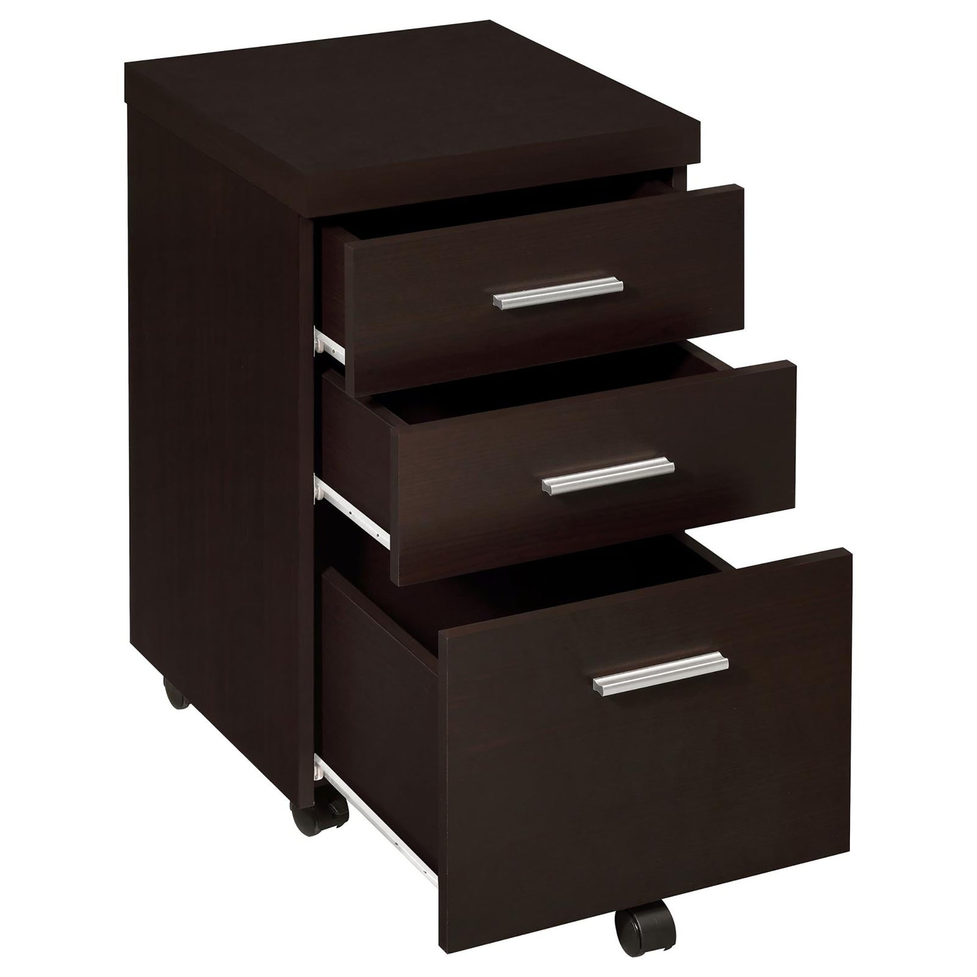 Cappuccino 3 Drawer Mobile File Cabinet Mobile File Cabinets 3 4 Drawers Brown Office Drawers Included Transitional Wood