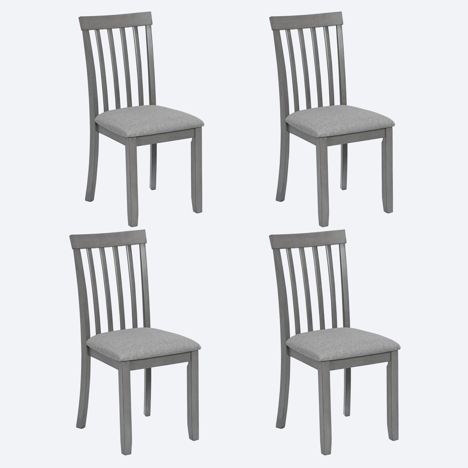 Wooden Dining Chairs Set Of 4, Kitchen Chair With Padded Seat, Upholstered Side Chair For Dining Room, Living Room, Gray Gray Dining Room Rubberwood Rubber Wood
