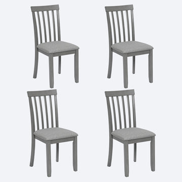 Wooden Dining Chairs Set Of 4, Kitchen Chair With Padded Seat, Upholstered Side Chair For Dining Room, Living Room, Gray Gray Dining Room Rubberwood Rubber Wood