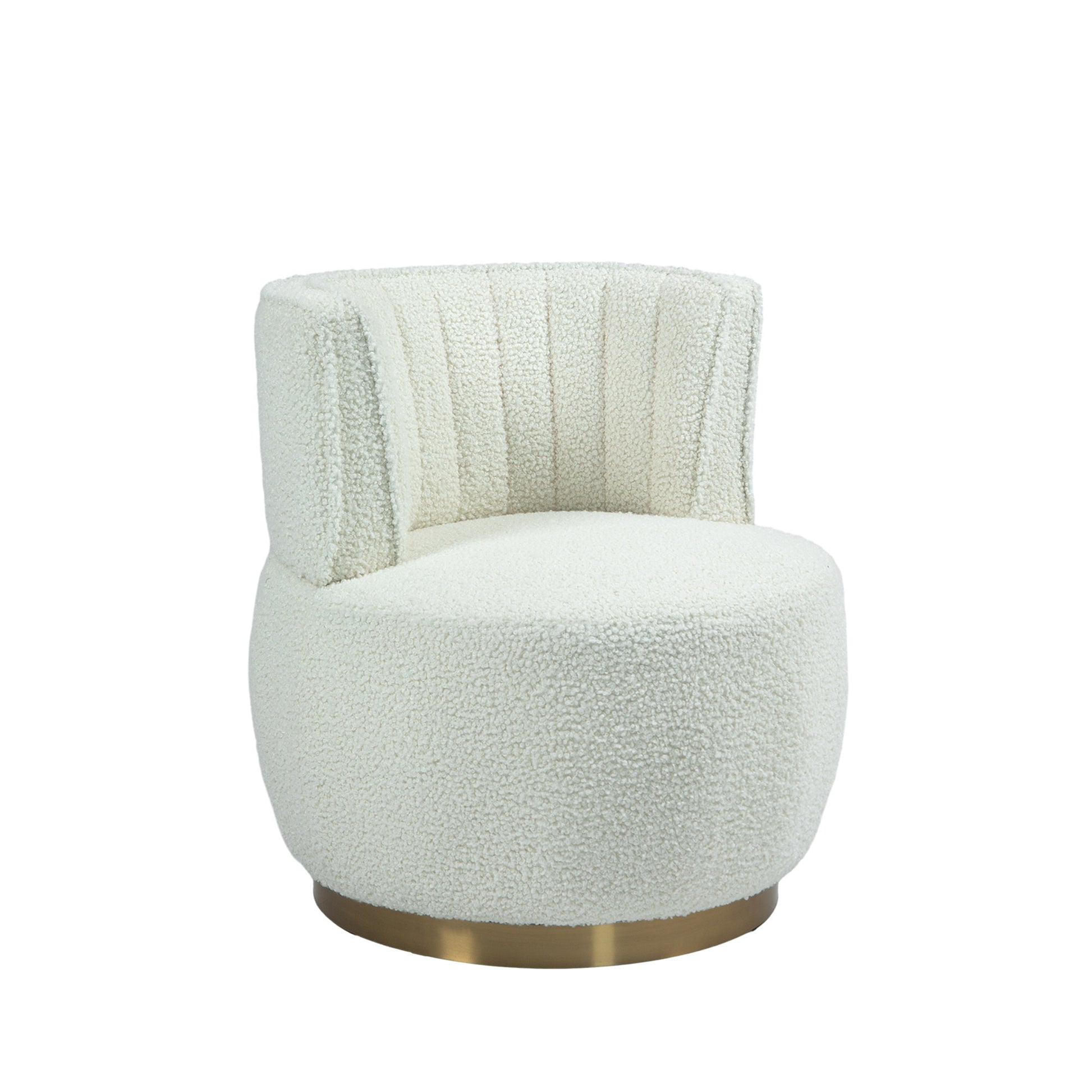 Coolmore 360 Degree Swivel Cuddle Barrel Accent Sofa Chairs, Round Armchairs With Wide Upholstered, Teddy Fabric Chair For Living Room, Bedroom, Office, Waiting Rooms White Foam Teddy