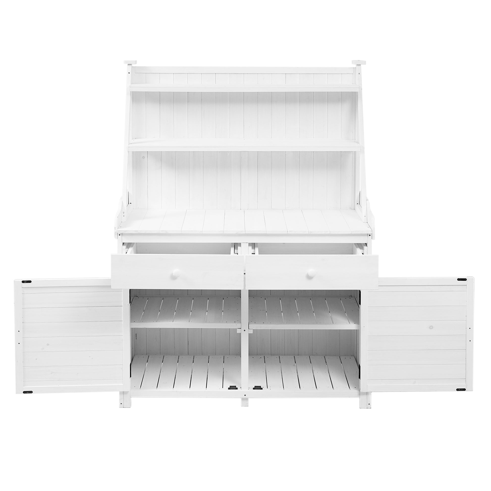 65Inch Garden Potting Bench Table, Fir Wood Workstation With Storage Shelf, Drawer And Cabinet, White White Water Resistant Frame Garden & Outdoor Rustic Wood