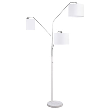 White And Stain Nickel Trio Drum Shade Floor Lamp Silver Table&Floor Lamps Contemporary,Modern Living Room Metal