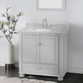 36'' Bathroom Vanity with Carrara Natural Marble Top 1-white-2-rust