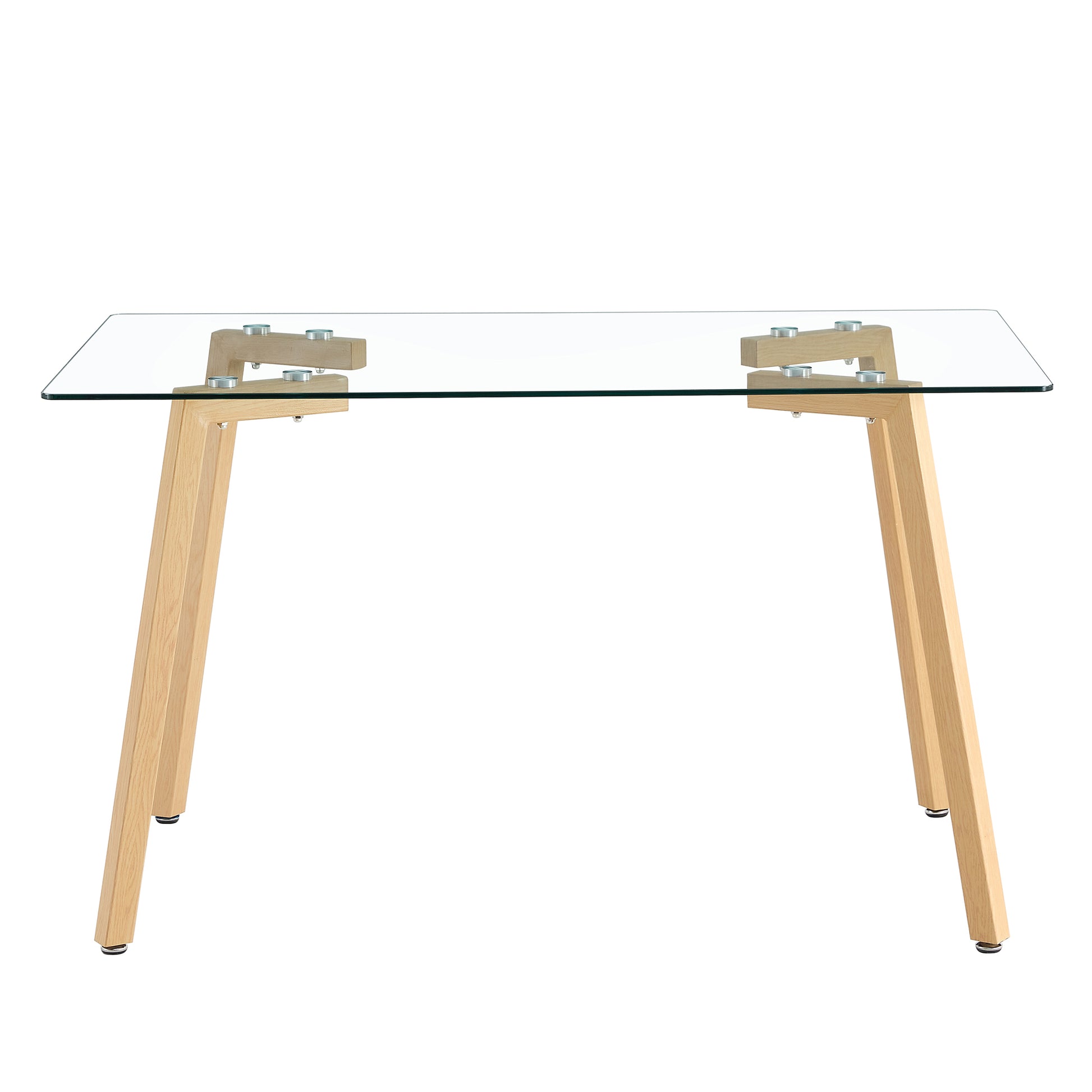 Glass Dining Table Modern Minimalist Rectangle, Suitable For 4 6 People, Equipped With 0.31 "Tempered Glass Tabletop And Metal Legs, Writing Desk, Suitable For Kitchen, Dining Room, And Living Room Transparent Glass