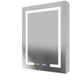 Lighted Medicine Cabinet 24 X 32 Inch, Recessed Or Surface Led Medicine Cabinet, Clock, Room Temp Display,Defog,Night Light,Stepless Dimming,3000K 6400K, Outlets & Usbs,Hinge On The Right. Silver Aluminium