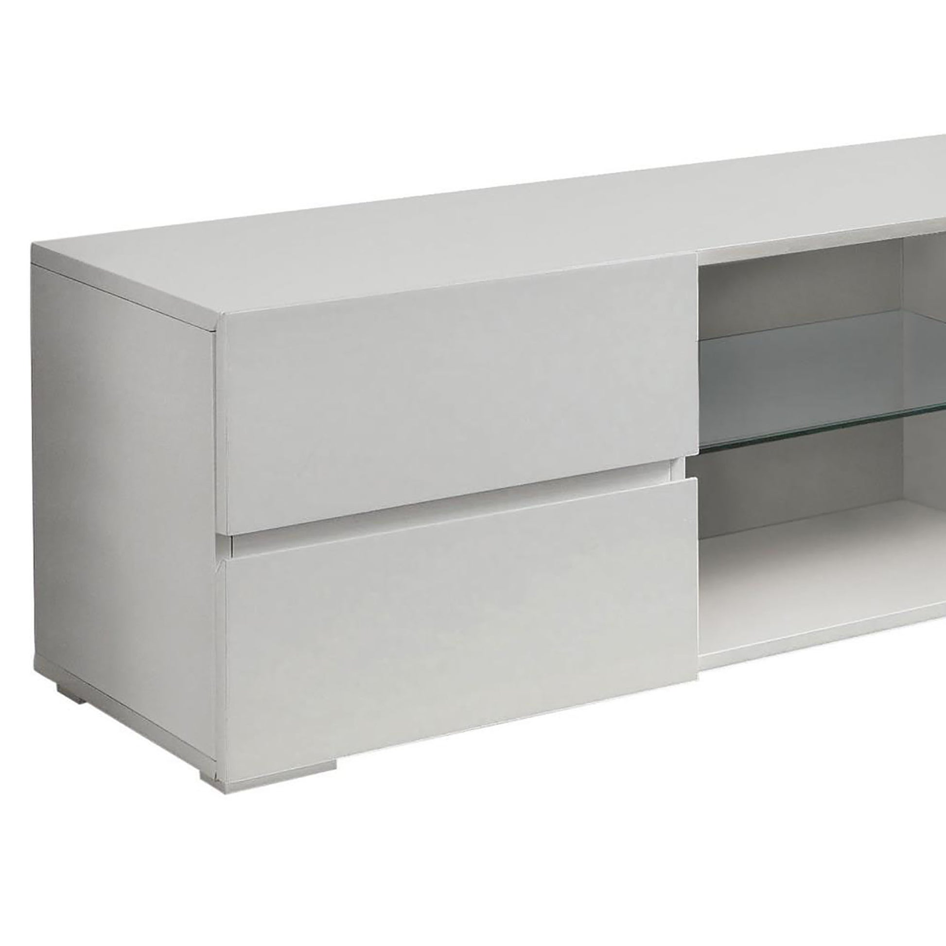 Glossy White 4 Drawer Tv Console White Primary Living Space 50 59 Inches 60 69 Inches Contemporary,Modern 60 Inches Wood