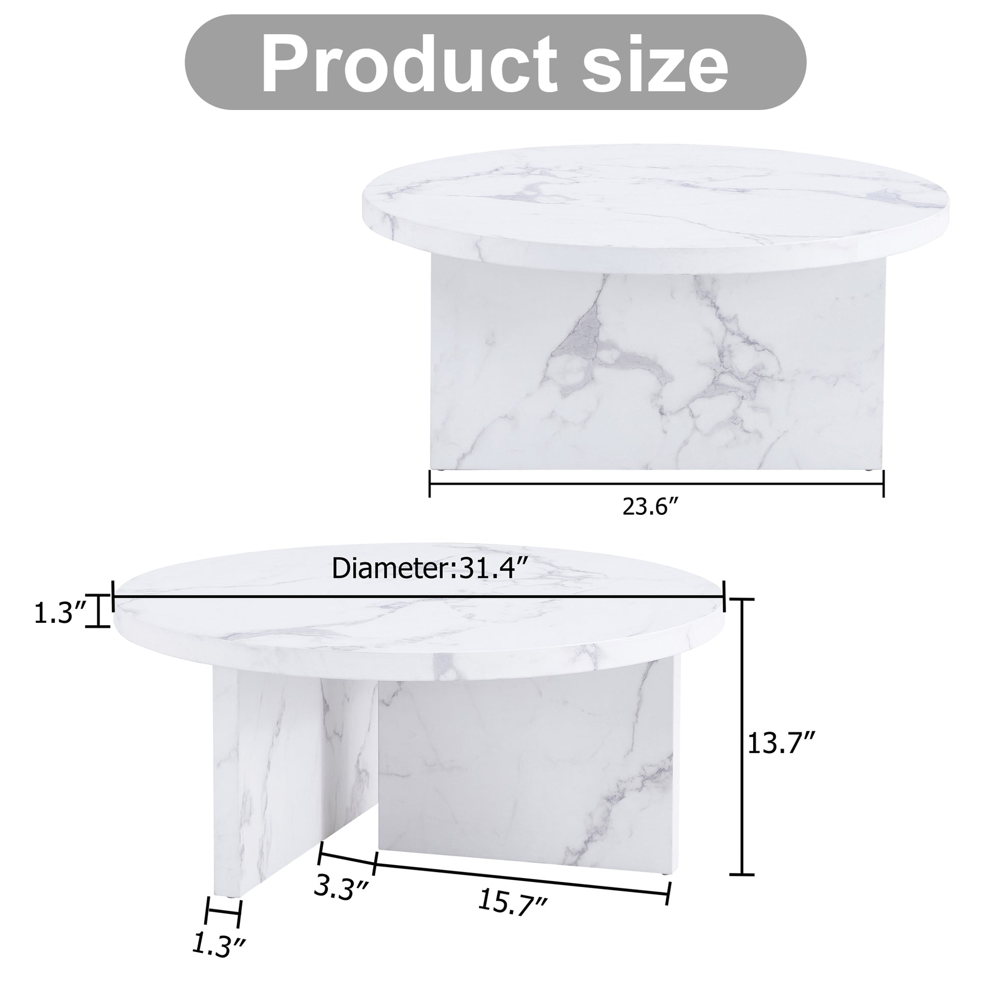 A White Mdf Material Circular Patterned Coffee Table, A 31.4 Inch White Center Table, Modern Coffee Table, Suitable For Small Spaces And Living Rooms. White Mdf