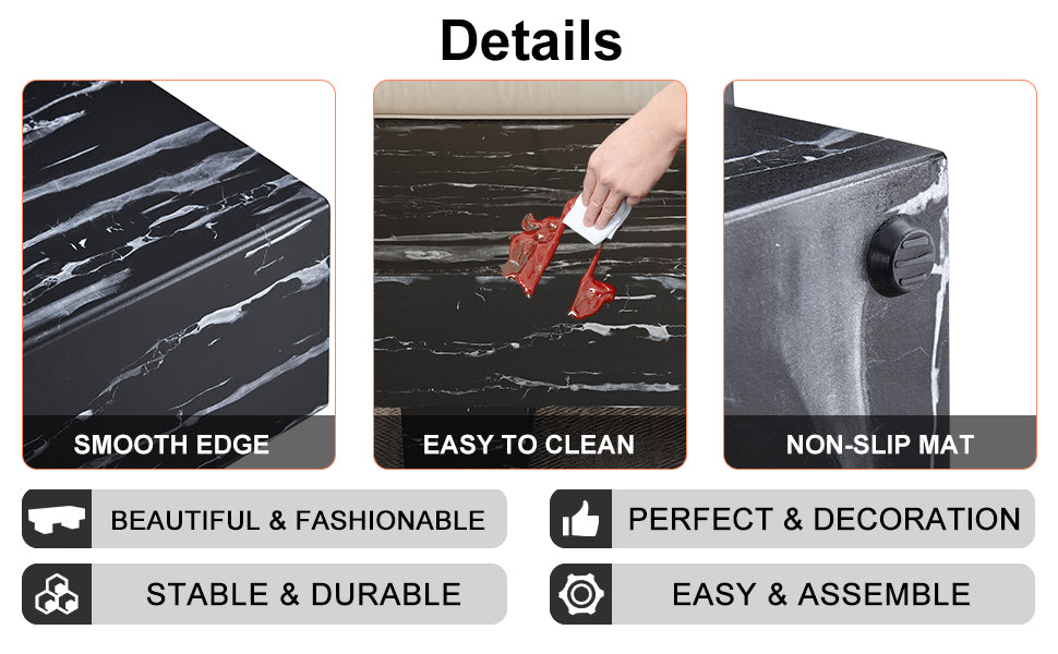 The Black Coffee Table Has Patterns. Modern Rectangular Table, Suitable For Living Rooms And Apartments. 43.3"*21.6"*17.2" Black Mdf