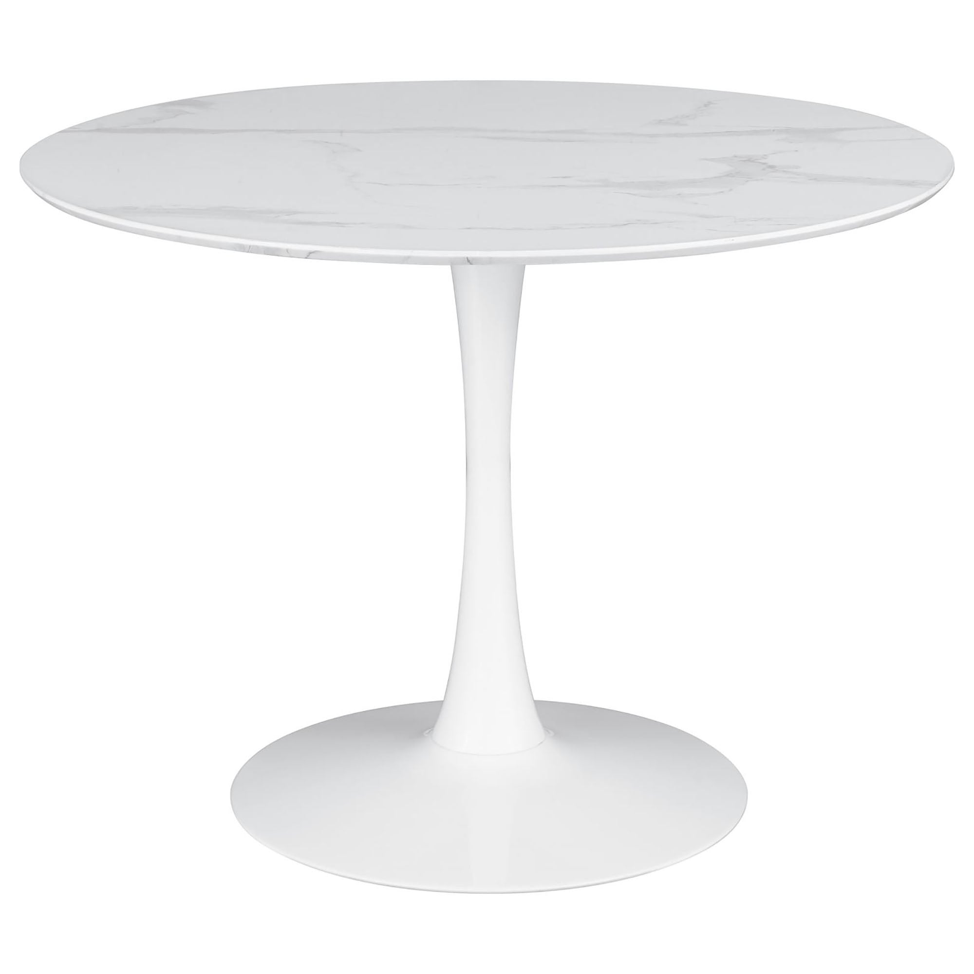 White 40 Inch Dining Table White Dining Room Contemporary,Modern Tabeltop Round Kitchen & Dining Tables Metal Pedestal