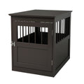 Wood Dog Crate Furniture, End Table Designed Dog Kennel With Side Slats, Brown Brown Mdf